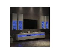 Vidaxl Ensemble De Meubles Tv Muraux 7 Pcs Avec Lumières Led Blanc Blanc
