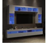 Ensemble de meubles TV muraux - VIDAXL - 8 pcs - Lumières LED - Bois d'ingénierie - Blanc