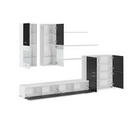 Ensemble De Meubles Tv, Salle À Manger Ilumination Led, Noir Laqué Et Blanc Mat - Skraut Home Noir