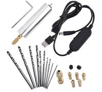 Ensemble de meuleuse électrique avec collerette de verrouillage brevetée - 5 V USB - Kit de stylo de polissage et de gravure pour perçage, coupe et sculpture - 7 mandrins et 10 embouts (lot A)