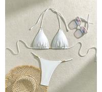 Ensemble de micro-bikini pour femmes - Top dos nu avec encolure bébé et bas de string pour plage d'été L,M,S,XSUnicoloreÉtoffe