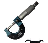 Ensemble de micromètres de 0 à 75 mm de diamètre extérieur (0-25 mm, 25-50 mm, 50-75 mm) avec graduation de 0,01 mm, butée à cliquet, finition chrome satiné, acier au carbone - (0-25 mm)