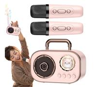 Ensemble de microphone et de haut-parleur, machine de karaoké avec microphones | Haut-parleur portable avec microphone | Fournitures audio à connexion double microphone rechargeable longue durée pour
