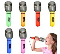 Ensemble de Microphone Gonflable,Gonflable Party Microphone,Instruments Musique Gonflable,Jouets Gonflables pour Les Fêtes Carnaval Disco Party 80s et 90s,6PC