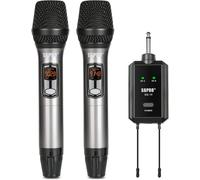 Ensemble De Microphone Portable Sans Fil Avec Récepteur Rechargeable, Portée De 80 M, 32 Canaux Uhf ¿ Idéal Pour Chant, Oral, Hébergement Et Enseignement