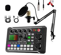 Ensemble de microphone pour podcast,BM800 Interface Audio Tout-en-Un | microphone à condensateur, table de mixage DJ avec effet pour l'enregistrement, Diffusion en Direct, YouTube, jeux