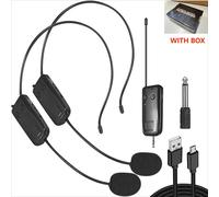 Ensemble De Microphones Lavalier Sans Fil Montés Sur La Tête,Transmetteur Avec Récepteur Pour Amplificateur,Haut-Parleur Vocal,Guide Touristique D'Enseignement,2.4G.Set 2 With Box.