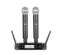 Ensemble De Microphones Sans Fil UHF À Double Canal, Micro Dynamique Portatif À Fréquence Fixe For Karaoké, Fête De Mariage, Spectacle D'église
