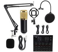 Ensemble de micros BM-800, carte son V8 avec bras de ciseaux à suspension de micro réglable, support antichoc en métal, filtre anti-pop double couche, pour l'enregistrement et la diffusion en studio