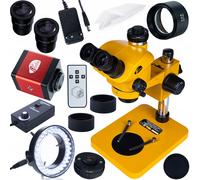 Microscope Trinoculaire 7-50x avec Caméra FullHD HDMI/VGA - Optique Greenough | LED 56x | Zoom 0,7-5x | Usage Électronique