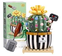 Ensemble de mini blocs de construction pour cactus bulbeux, bonsaï, bouquet de fleurs artificielles, briques de construction