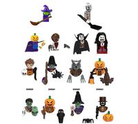 Ensemble de mini blocs de construction sur le thème de l'horreur d'Halloween, figurines de sorcières, vampires et zombies, jouets de collection, cadeau pour enfants et adultes wm844
