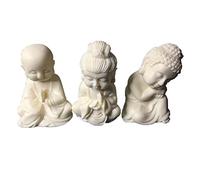 Ensemble de Mini Bouddha Blanc 3 pièces - Statues Kuanyin, Amitabha, Ksitigarbha, décoration de Maison/Bureau/Voiture, Figurines de Sculpture