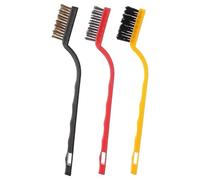 Ensemble de mini brosses métalliques, brosse de nettoyage pour table de cuisson,3 brosses de nettoyage à poils durs | Brosses antidérapantes de poêle de conception de trou de suspension pour la brosse