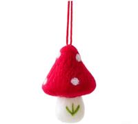 Ensemble de mini champignons de vacances faits à la main en feutre de laine pour sapin de Noël et décorations saisonnières à suspendre (D)