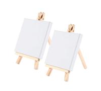 Ensemble de Mini Chevalets en Bois Blanc pour Toile 10x10 Cm | Pré-apprêté, Léger et Portable, pour Loisirs Créatifs et Présentation D’images, Lot de Set