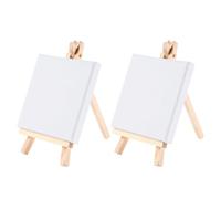 Ensemble de Mini Chevalets en Toile Bois Blanc 10cm, Lot de Set | Pré-apprêté, Léger, pour Dessin et Peinture, Décoration Maison ou Mariage, Format Compact, Deux Pièces