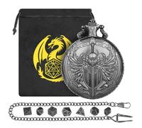 Ensemble de mini dés DND avec boîtier de montre de poche Steampunk Paladin, ensemble de démarrage DND, 7 mini dés polyédriques en métal, cadeaux DND&Warhammer avec sac cadeau, accessoires de jeu de