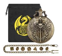 Ensemble de mini dés DND avec boîtier de montre de poche Steampunk Paladin, ensemble de démarrage DND, 7 mini dés polyédriques en métal, cadeaux DND&Warhammer avec sac cadeau, accessoires de jeu de