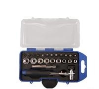 Ensemble de mini embouts et douilles à cliquet 23 en 1 avec 12 embouts de tournevis, 9 douilles, porte-embout de 60 mm et tournevis à cliquet décalé pour les travaux de détail