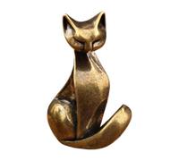 Ensemble de mini figurines de chat en laiton - Sculpture amusante de bureau, petite statue de chaton décorative | Figurine d'animal mignon pour appartement, table, étagère, bureau, ferme, voiture