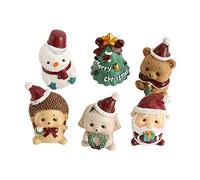 Ensemble de Mini Figurines de noël, 6 pièces, Ornements de noël de Style Animal Mignon pour décor, étagère de Table, matériel de décoration d'arbre