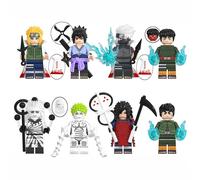 Ensemble de Mini figurines Naruto Cartoon Uchiha Sasuke Uchiha Obito Hatake Kakashi Namikaze Minato 8 pièces + 18 accessoires Briques Poupée Jouet Pour Enfant