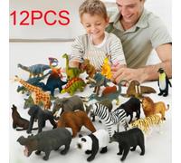 Ensemble De Mini Modèle De Créatures Sauvages,Jouets De Simulation, Dinosaures, Vie Marine, Animaux Sauvages, Figurines, Jouets Éducatifs Pour Les Enfants, 12 Pièces/Lot,