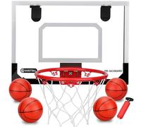 Ensemble de mini panier de basket-ball d'intérieur pour enfants et adultes, panier de basket-ball mural amélioré pour mur avec grand bord creux, jeu de panier de basket-ball avec 4 petites balles de