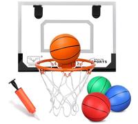 Ensemble de mini panier de basket-ball d'intérieur pour enfants et adultes, panier de basket-ball mural amélioré pour mur avec grand bord creux, jeu de panier de basket-ball avec 4 petites balles de
