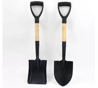 Ensemble de mini pelle ronde et carrée avec poignée en bois et tête ronde et carrée - Outils de jardinage durables - Outils à main pour pelleteuse - Pelle pour plantes - Utilisation en extérieur
