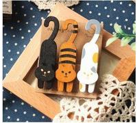 Ensemble De Mini Pinces À Papier En Bois Oh My Cat, 3 Pièces/Lot, Mini Pinces À Papier En Bois Peintes Naturelles/Petits Piquets Photo Artisanaux, Papeterie Kawaii
