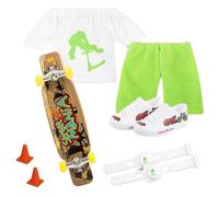 Ensemble De Mini Scooter À Doigts,Petite Planche À Roulettes Avec Pantalon Et Chaussures,Kit De Vêtements - Type Green