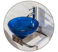 Ensemble de mini vasques murales artistiques en verre trempé - Lavabo moderne peu encombrant pour salle de bain, salle d'eau ou utilisation d'invités - Design élégant et fonctionnel