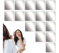 Ensemble de miroir mural acrylique - carreaux carrés adhésifs pour la décoration de la maison et de la pièce | Feuilles de miroir amovibles, panneaux en plastique de type verre, décalcomanies de