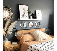 Ensemble de Miroirs de Phase de Lune Faciles à Installer 5 Miroirs de Décoration Murale Boho Moon pour Chambre à Coucher (Noir)
