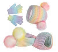 Ensemble De Mitaines Chauffe-cou Pour Bébé Chapeau Chaud Conception À Couverture Complète Bonnet Doux Avec Silencieux Long Et Gants Ensemble Écharpe Pompons Pour Bébé De 3 10 Ans