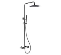 Ensemble de mitigeur thermostatique de Douche, Colonne de Douche Murale Multifonction apparente, Robinet de Salle de Bain avec inverseur et pommeau de Douche Pluie, système d,Gray-12 inch