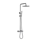 Ensemble de mitigeur thermostatique de Douche, Colonne de Douche Murale Multifonction apparente, Robinet de Salle de Bain avec inverseur, pommeau de Douche en Laiton Massif,Chrome-12 inch