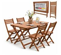 Juskys® Ensemble de mobilier de Jardin Rimini - Naturel, Bois d'acacia, Comprenant Un Ensemble de 4 chaises et Une Table, Stable, Durable