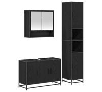 Ensemble de mobilier de Salle de Bain 3 pcs Bois d'ingénierie Durable avec Miroir Plan, Grande capacité, Design Moderne Minimaliste pour optimisation d'espace et Rangement organisé