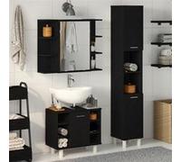 Ensemble de mobilier de salle de bain 3 pièces Chêne noir Bois d ingénierie G