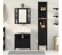 Ensemble de mobilier de salle de bain 3 pièces élégant - ECOHOME - bois d'ingénierie - chêne noir - 33 x 33 x 185,5 cm - 4 portes@27