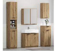 Ensemble de mobilier de salle de bain moderne - VIDAXL - Meuble étagère + Cabinet sous lavabo - 3 pièces Chêne artisanal -