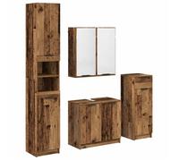 Ensemble de mobilier de salle de bain - vidaXL - Bois ancien - 4 pièces - 64,5 x 33,5 x 59 cm - Rangement optimisé