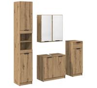 Ensemble de mobilier de salle de bain - vidaXL - Chêne artisanal - Bois d'ingénierie - 64,5 x 33,5 x 59 cm - Avec miroir