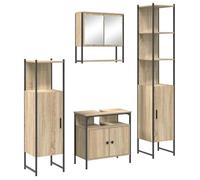 Ensemble de mobilier de salle de bain - vidaXL - Chêne Sonoma - Bois d'ingénierie - 33x33x185,5 cm - Miroir inclus