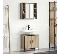 Ensemble de mobilier salle de bain - vidaXL - Marron - Bois d'ingénierie - 2 portes - Miroir inclus