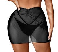 Ensemble de mode de plage pour femme - Haut à manches courtes en maille filet avec short - Maillot de bain de rechange transparent - Couverture de plage - Vacances d'été - Bikini alternative, Noir