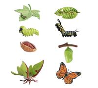 Ensemble de modèle de cycle de vie papillon, monarque et pliant de lune | Lot de 8 figurines de développement d'insectes métamorphose pour enfants, enseignement scolaire, biologie